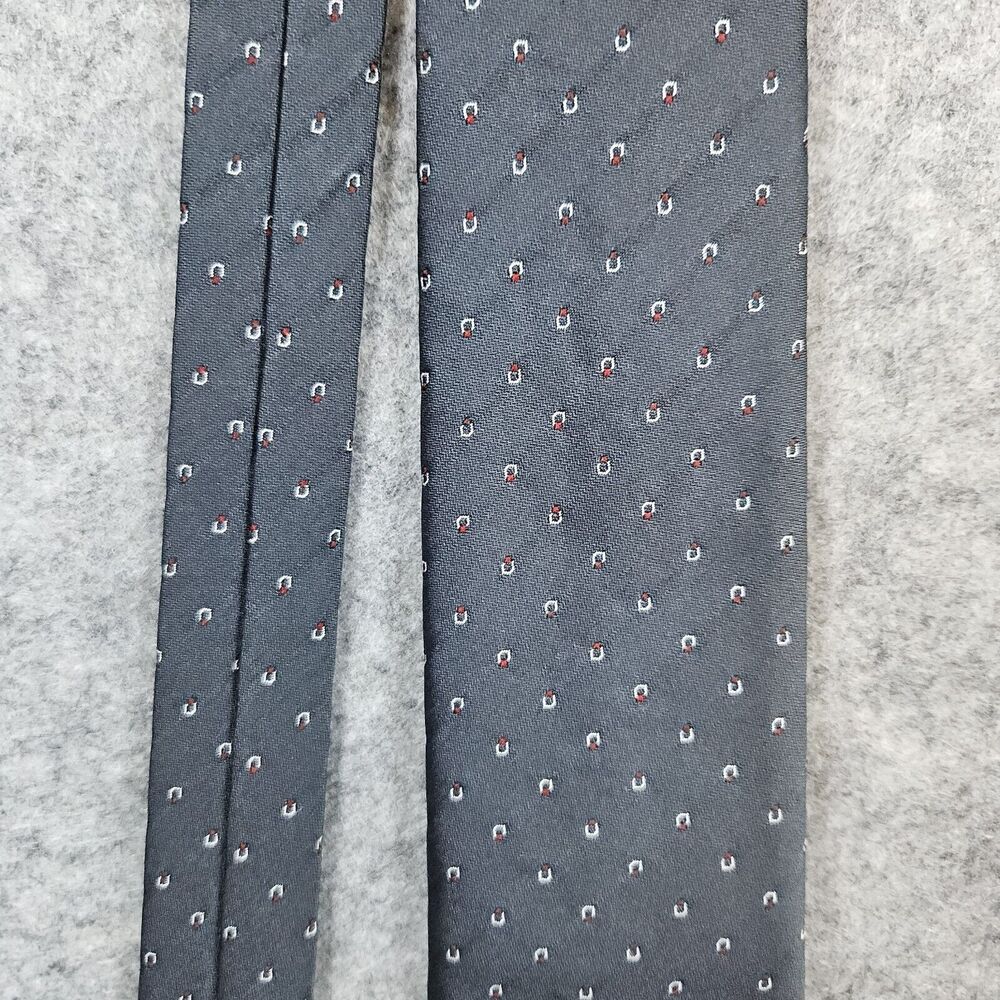 Pierre Cardin Necktie Vintage Embroidered Logo Gray Geometric Print‎ 3"x52"